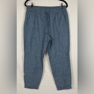 J.Crew Women’s Seaside Chambray Drawstring Pants Size 10 Blue Tapered Cuffed